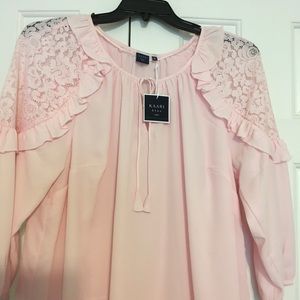 Kaari Blue Tops - KAARI Blue Curvy Blouse Kaari Blue Tops - KAARI Blue Curvy Blouse